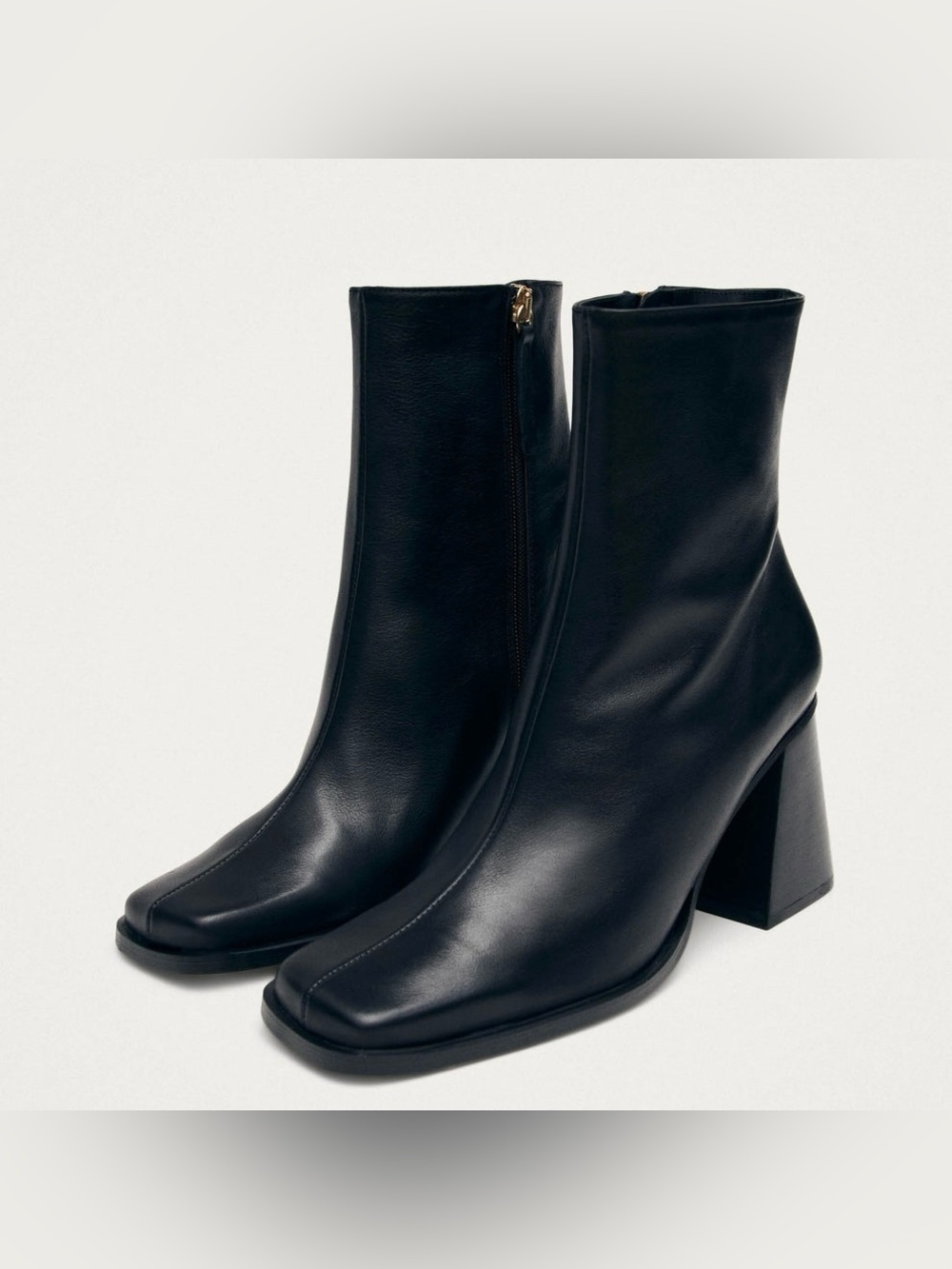Alohas South Black Leather Square Toe Ankle Boots